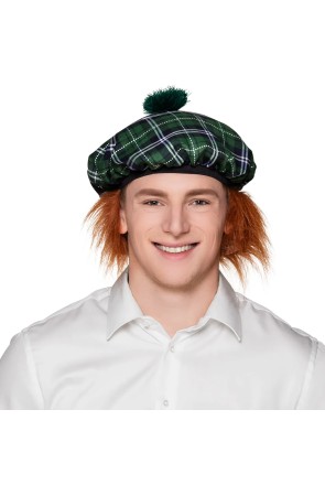 Boina Escocesa Verde con pelo