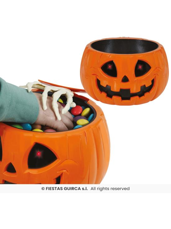 Bol calabaza con luz, sonido y movimiento 15 cm