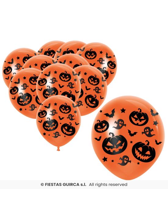 Bolsa 10 globos Fiesta Halloween 30 cms