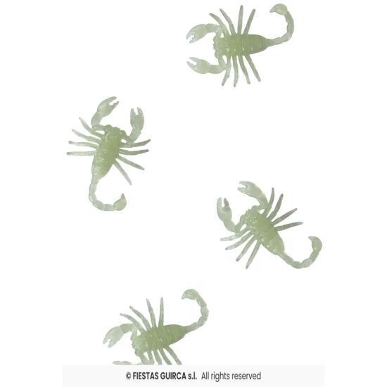 Bolsa 8 escorpiones glow in the dark, 5 cms.