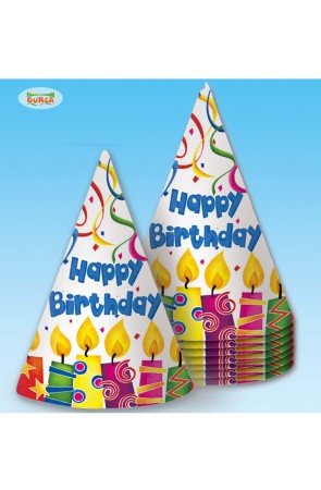 BOLSA 8 GORROS "HAPPY BIRTHDAY"