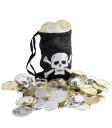 Bolsa de monedas pirata, negro, con monedas