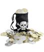 Bolsa de monedas pirata, negro, con monedas