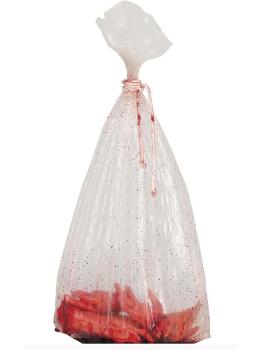 Bolsa ensangrentada con cuerda de 150 cms.