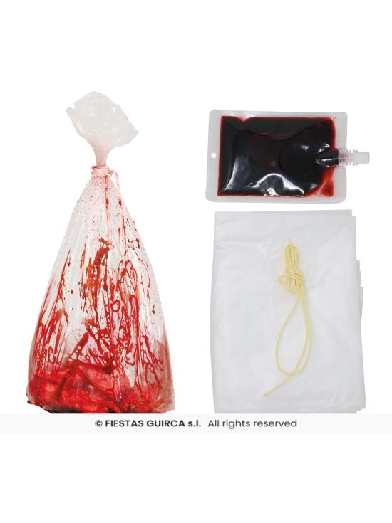 Bolsa ensangrentada con cuerda de 150 cms.