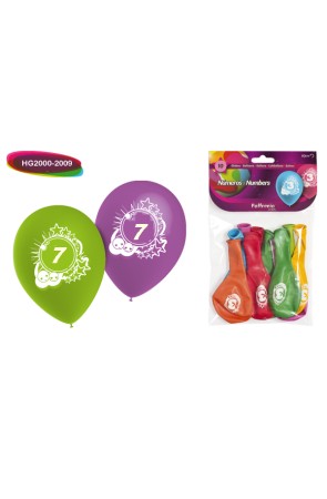 Bolsa Solapa 10 globos con números.El Número 7