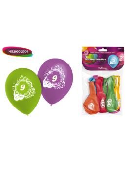 Bolsa Solapa 10 globos con números.El Número 9