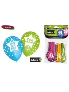 Bolsa Solapa 8 globos Felicidades