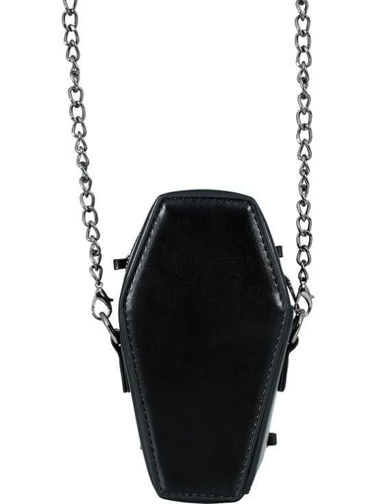 Bolso Féretro Negro (17x10 cm) – Accesorio Unisex para Halloween y Fiestas