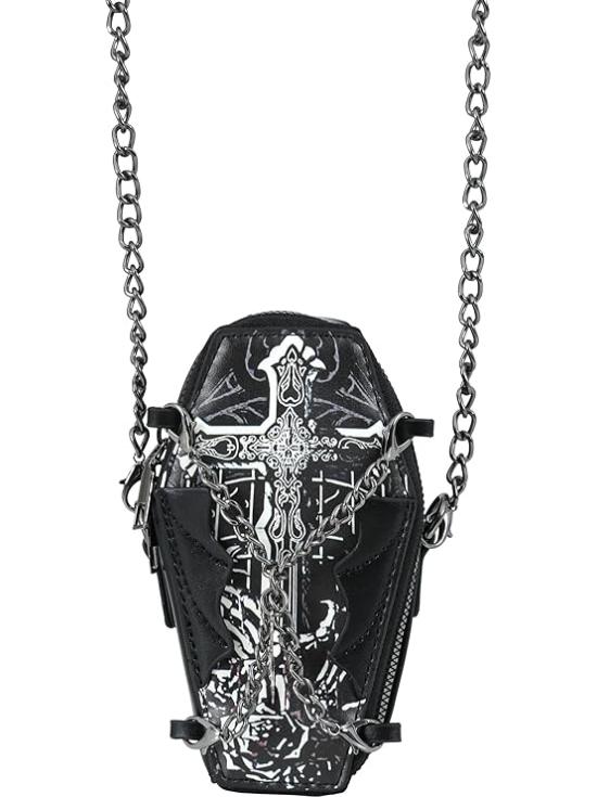 Bolso Féretro Negro (17x10 cm) – Accesorio Unisex para Halloween y Fiestas