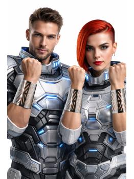 Brazalete futurista plateado