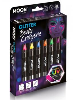 Caja de crayones corporales con purpurina UV de neón