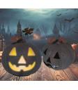 Calabaza Negra y Naranja con Luz (20 cm) - Decoración Metálica para Halloween y Fiestas Temáticas - Ideal para Celebraciones de Terror y Ocasiones Especiales - Negro y Naranja