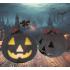 Calabaza Negra y Naranja con Luz (20 cm) - Decoración Metálica para Halloween y Fiestas Temáticas - Ideal para Celebraciones de Terror y Ocasiones Especiales - Negro y Naranja