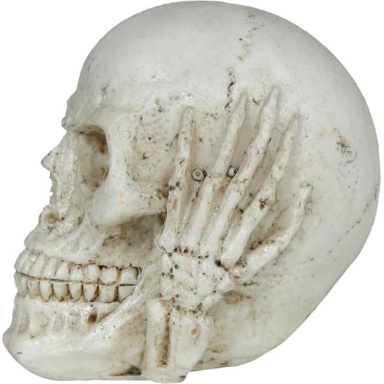 Calavera de Resina (6 cm) - Decoración de Halloween para Fiestas de Esqueletos y Celebraciones Terroríficas - Ideal para Ambientes Góticos y Escenarios de Miedo - Beige