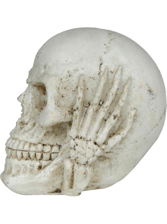 Calavera de Resina (6 cm) - Decoración de Halloween para Fiestas de Esqueletos y Celebraciones Terroríficas - Ideal para Ambientes Góticos y Escenarios de Miedo - Beige