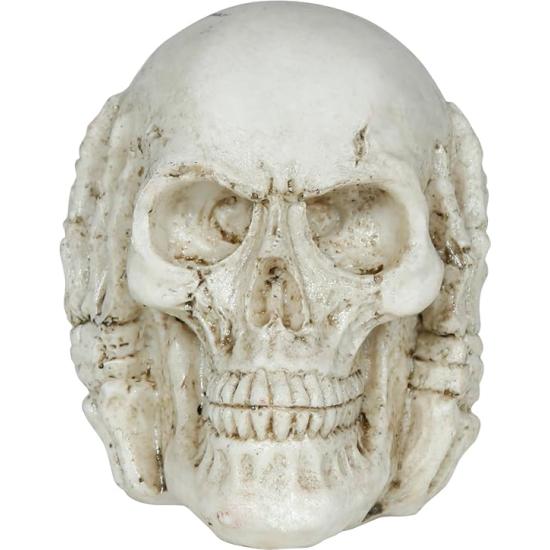 Calavera de Resina (6 cm) - Decoración de Halloween para Fiestas de Esqueletos y Celebraciones Terroríficas - Ideal para Ambientes Góticos y Escenarios de Miedo - Beige