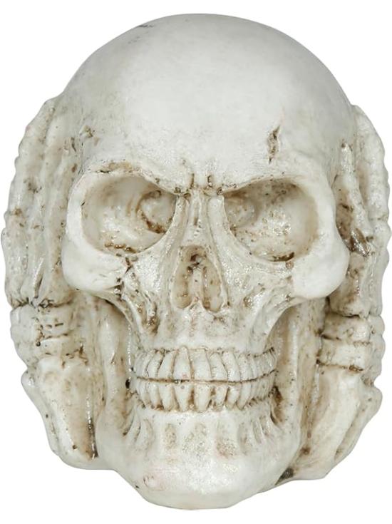 Calavera de Resina (6 cm) - Decoración de Halloween para Fiestas de Esqueletos y Celebraciones Terroríficas - Ideal para Ambientes Góticos y Escenarios de Miedo - Beige