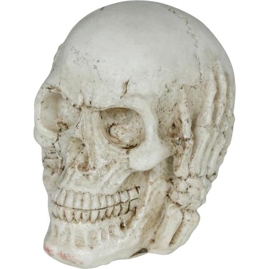 Calavera de Resina (6 cm) - Decoración de Halloween para Fiestas de Esqueletos y Celebraciones Terroríficas - Ideal para Ambientes Góticos y Escenarios de Miedo - Beige