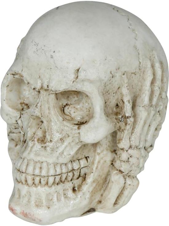 Calavera de Resina (6 cm) - Decoración de Halloween para Fiestas de Esqueletos y Celebraciones Terroríficas - Ideal para Ambientes Góticos y Escenarios de Miedo - Beige