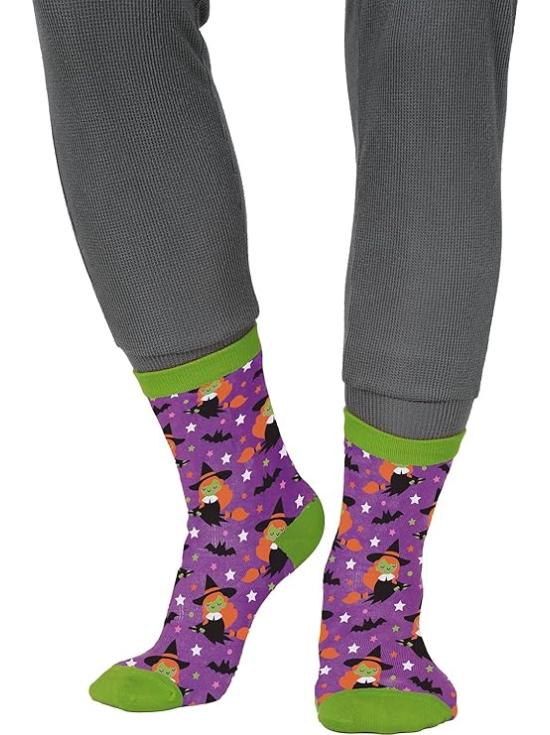 Calcetines de Brujas Halloween - Accesorio Textil para Disfraces de Bruja y Fiestas de Halloween - Ideal para Niños y Adultos - Multicolor