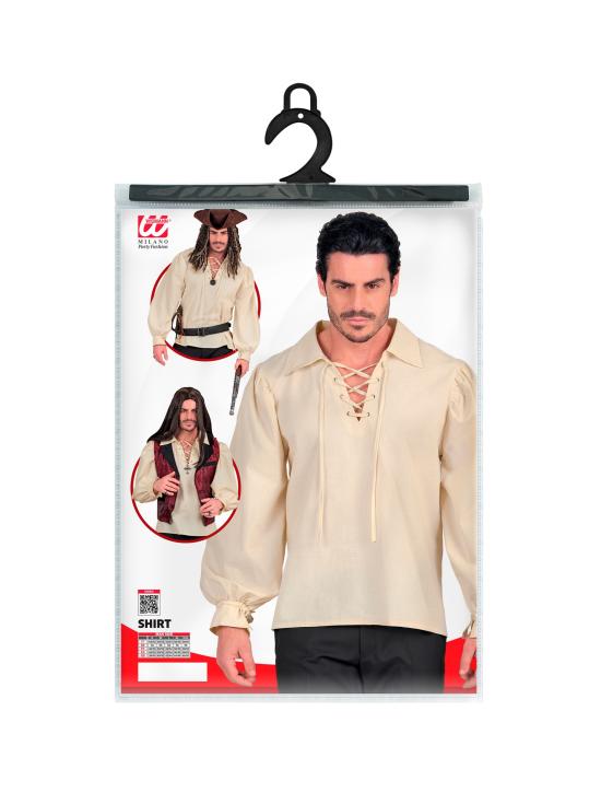 Camisa beige de personaje histórico.