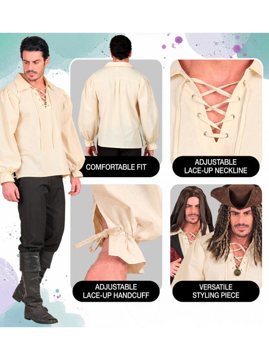 Camisa beige de personaje histórico.