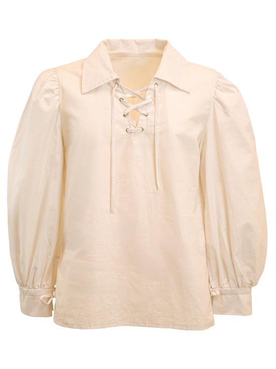 Camisa beige de personaje histórico.