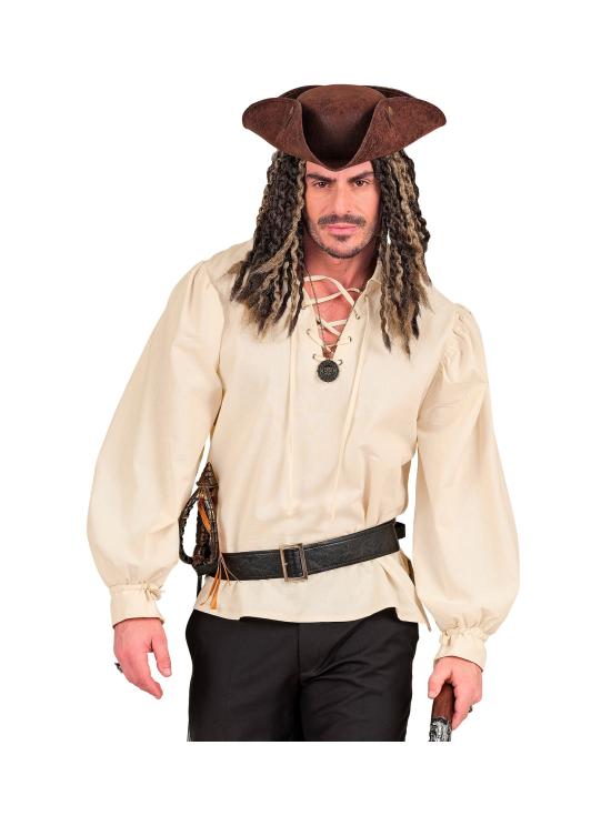 Camisa beige de personaje histórico.