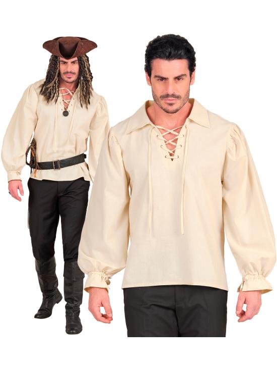 Camisa beige de personaje histórico.
