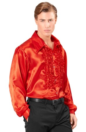 Camisa Disco Roja Años 70 adulto