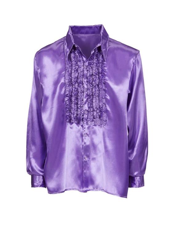 Camisa Disco Violeta Años 70 adulto