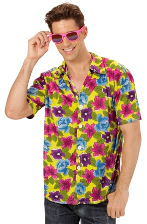 Camisa Hawaiana Flores Amarilla