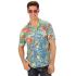 Camisa Hawaiana Flores Azul Claro