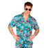 Camisa Hawaiana Flores Turquesa