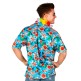 Camisa Hawaiana Flores Turquesa