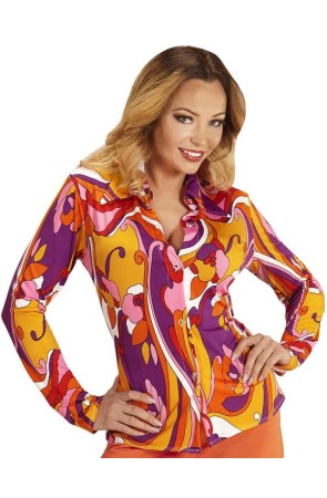Camisa Mujer de los Años 70 Orchids