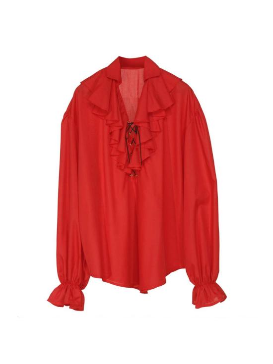 Camisa Pirata / Renacentista Roja hombre .