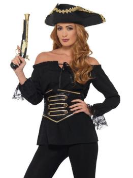 Camisa Pirata Deluxe mujer Negra