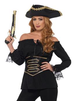 Camisa Pirata Lujo con Ceñidor y Encaje Adulta