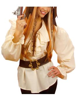 Camisa Pirata/Renacentista Beige Mujer
