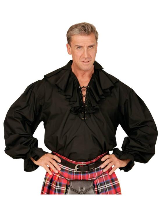 Camisa Pirata/Renacentista Hombre color Negra .