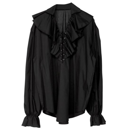 Camisa Pirata/Renacentista Negra Mujer