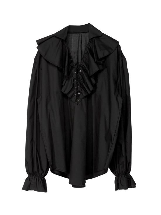 Camisa Pirata/Renacentista Negra Mujer