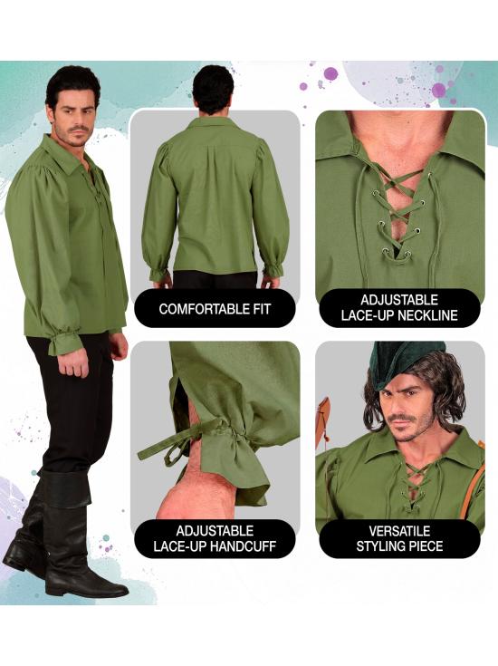 Camisa verde de personaje histórico.
