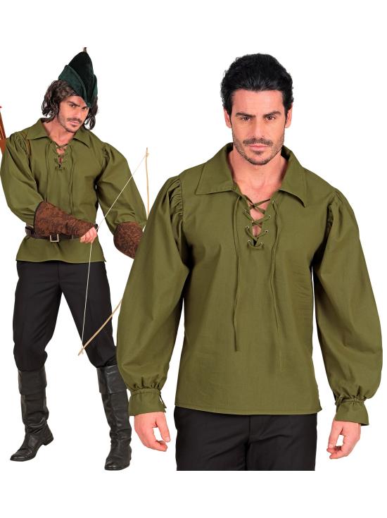 Camisa verde de personaje histórico.
