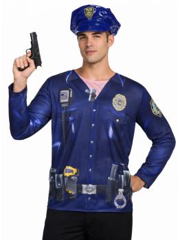 Camiseta disfraz Policia para hombre talla M