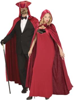 Capa capucha burdeos terciopelo 150 cm Unisex