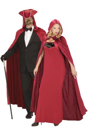 Capa capucha burdeos terciopelo 150 cm Unisex