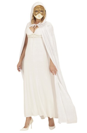 Capa Blanca con Capucha de Terciopelo 150 cms